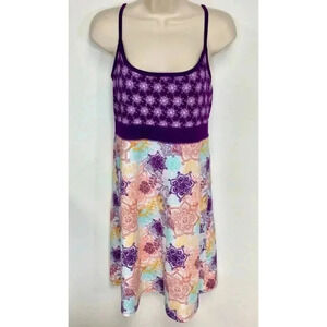 Lola Womens Purple Cross Strap Empire Mandala Print Fit & Flare Dress Size Large